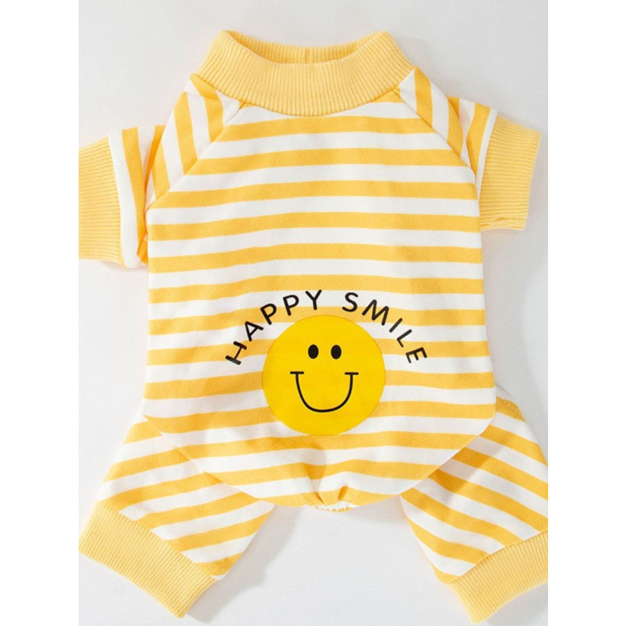 Printed Pet Jumpsuit Yellow Smiling Face / XS Apparel and Accessories