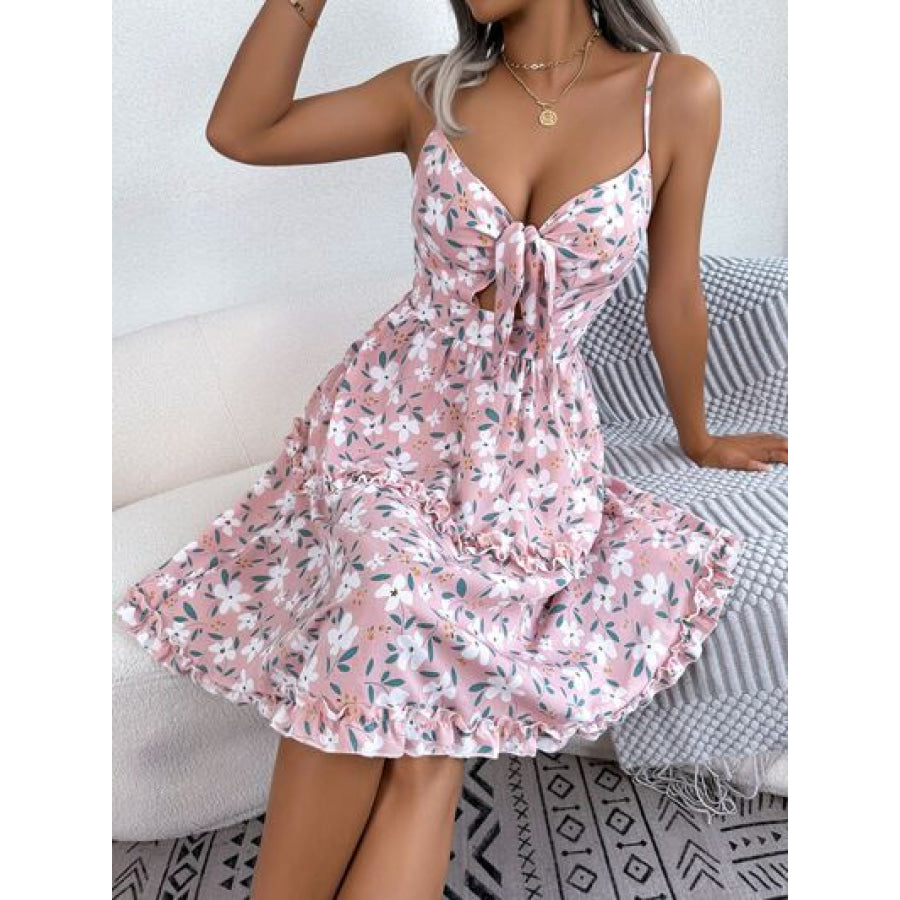 Printed Plunge Cap Sleeve Cami Dress Apparel and Accessories