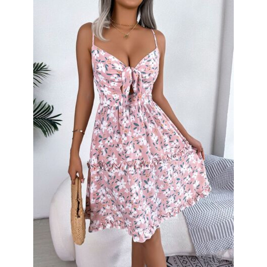 Printed Plunge Cap Sleeve Cami Dress Apparel and Accessories