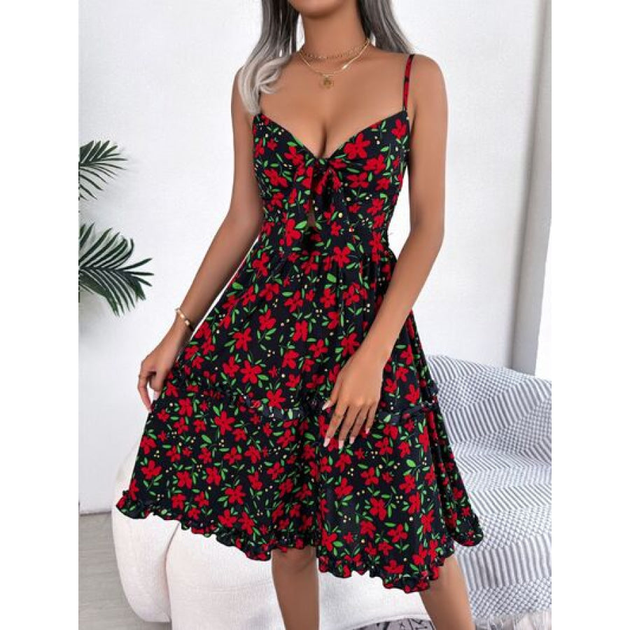 Printed Plunge Cap Sleeve Cami Dress Apparel and Accessories