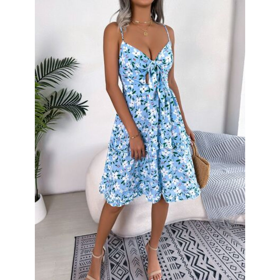 Printed Plunge Cap Sleeve Cami Dress Apparel and Accessories