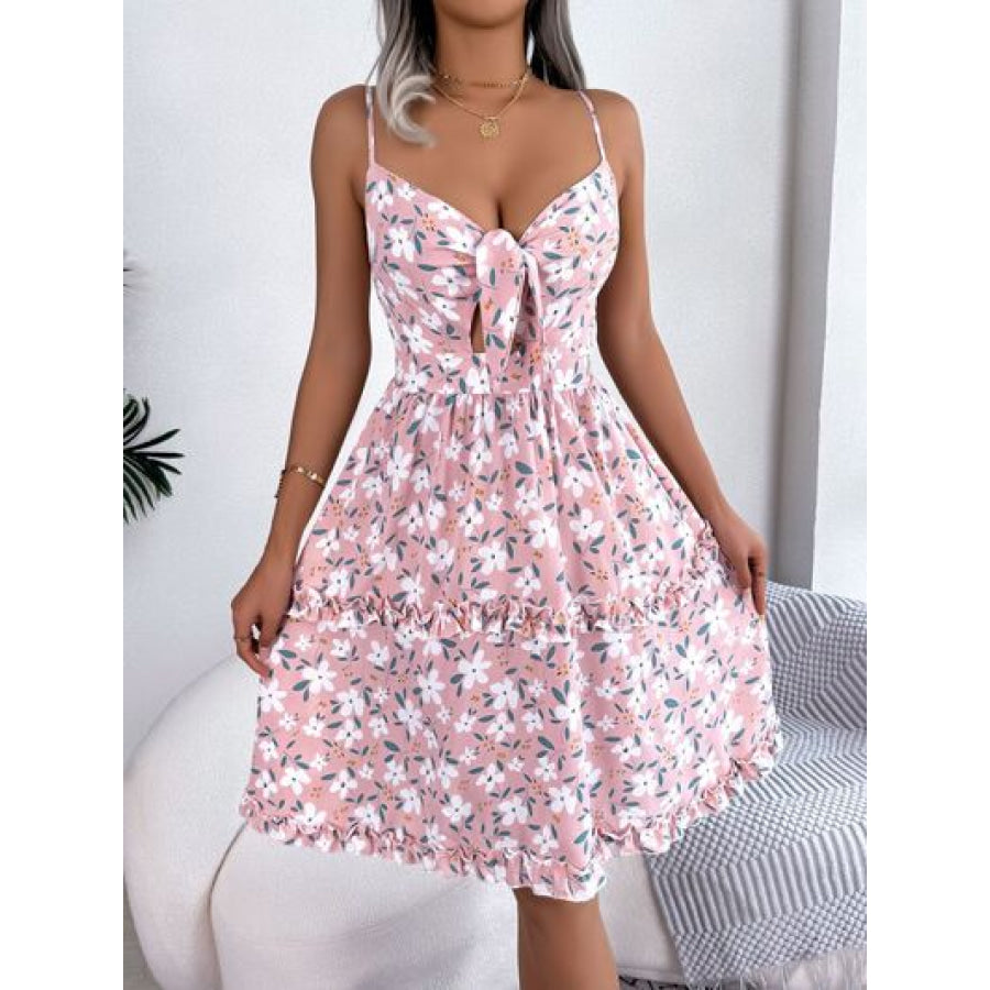 Printed Plunge Cap Sleeve Cami Dress Apparel and Accessories