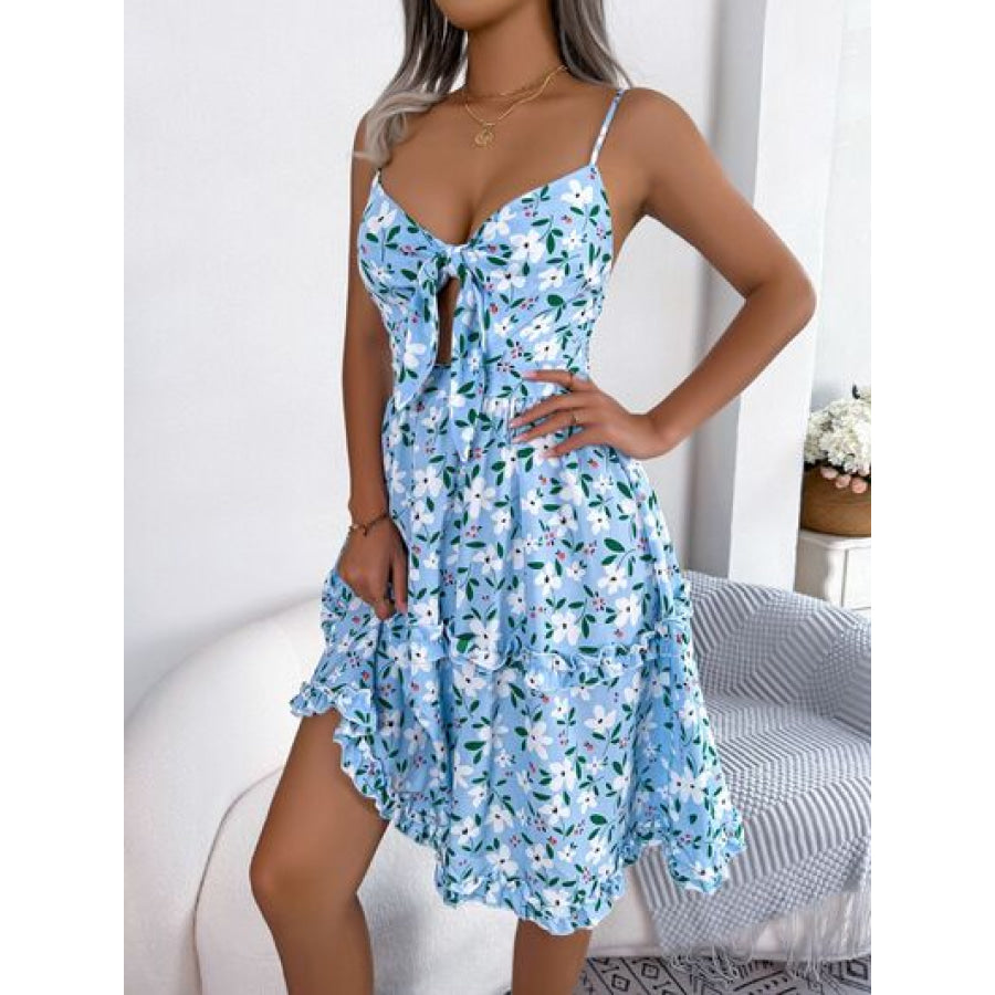 Printed Plunge Cap Sleeve Cami Dress Apparel and Accessories