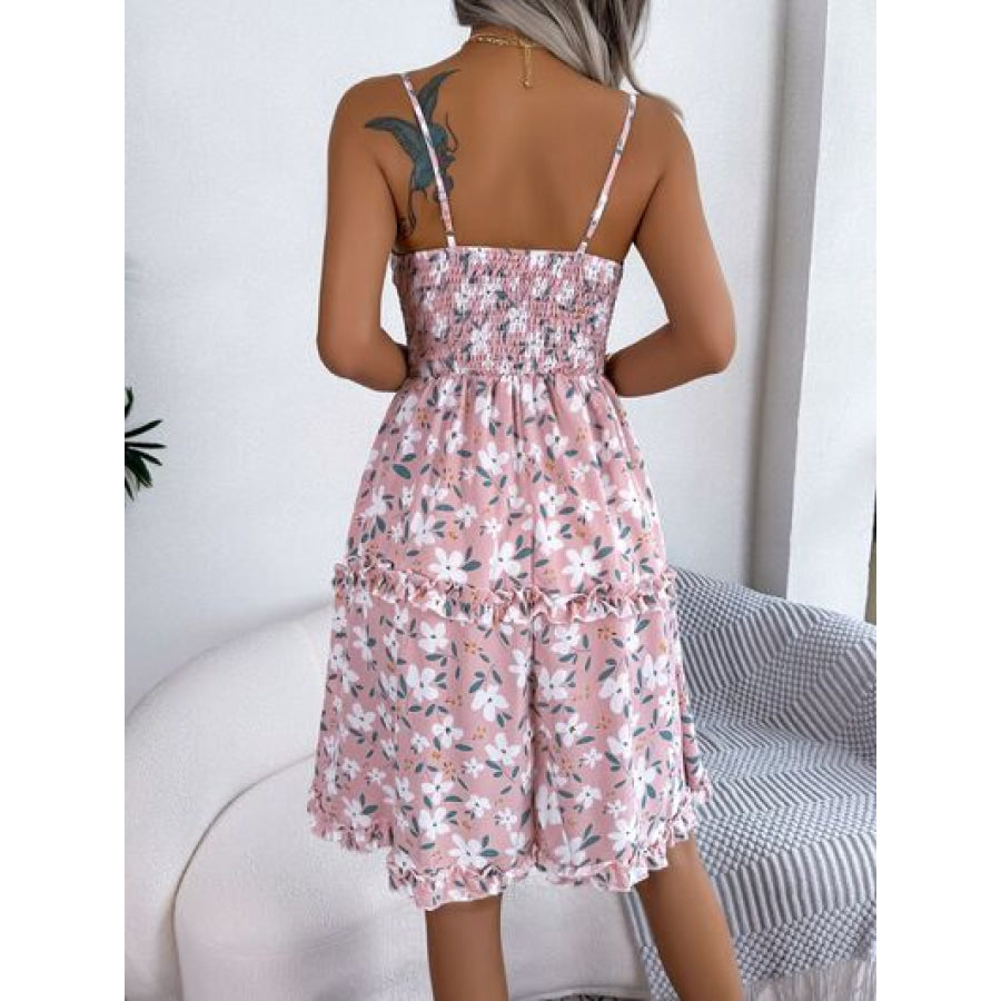 Printed Plunge Cap Sleeve Cami Dress Apparel and Accessories