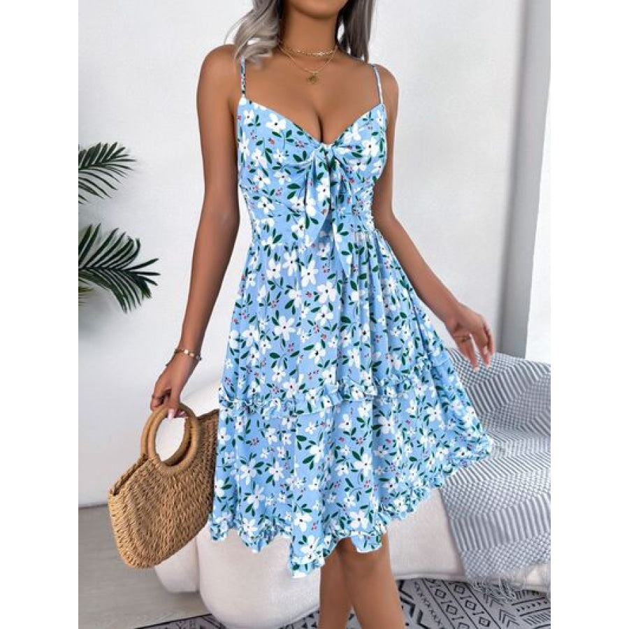 Printed Plunge Cap Sleeve Cami Dress Apparel and Accessories