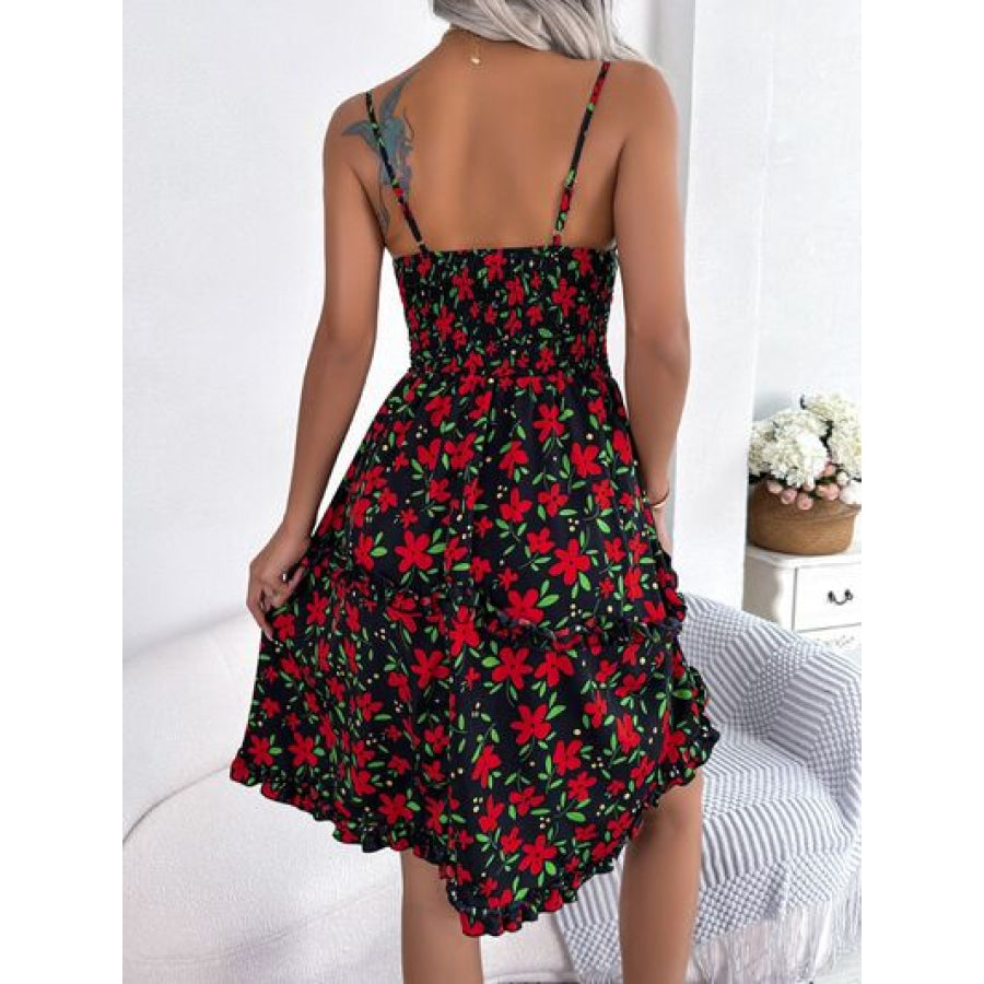 Printed Plunge Cap Sleeve Cami Dress Apparel and Accessories