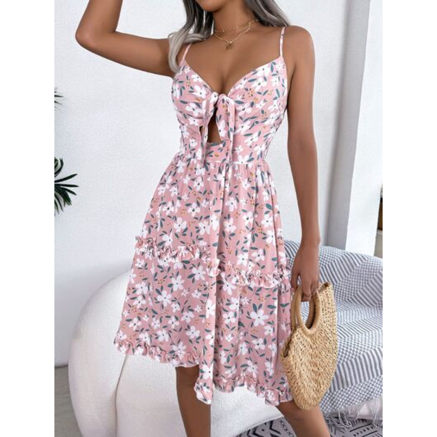 Printed Plunge Cap Sleeve Cami Dress Apparel and Accessories