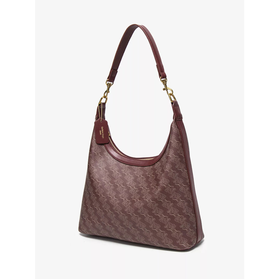 Printed PU Leather Shoulder Bag Wine Red / onesize Apparel and Accessories