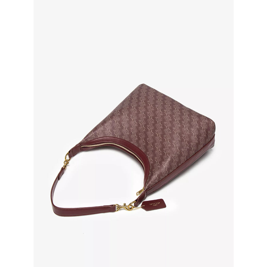 Printed PU Leather Shoulder Bag Wine Red / onesize Apparel and Accessories
