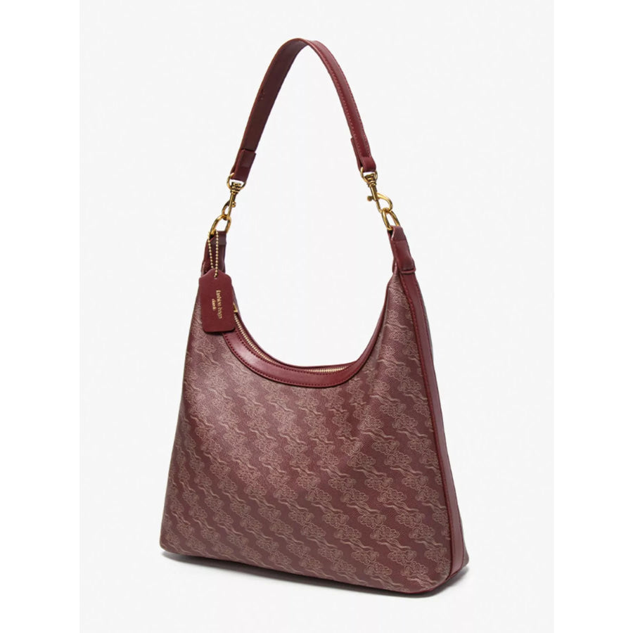 Printed PU Leather Shoulder Bag Wine Red / onesize Apparel and Accessories