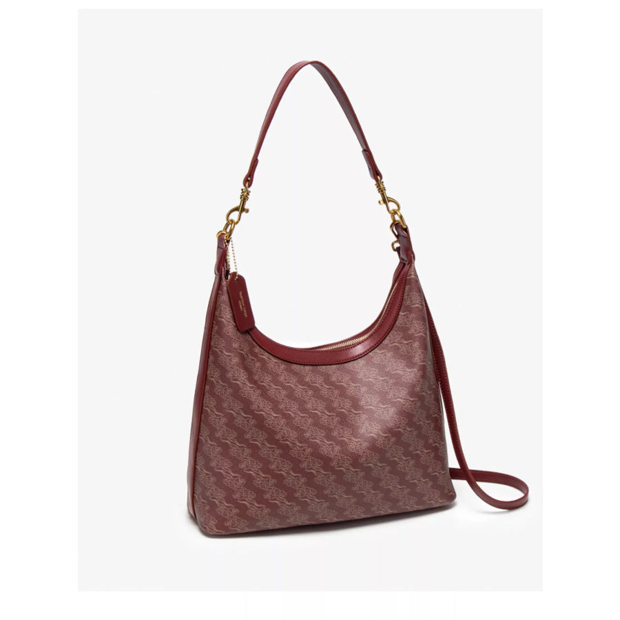 Printed PU Leather Shoulder Bag Wine Red / onesize Apparel and Accessories