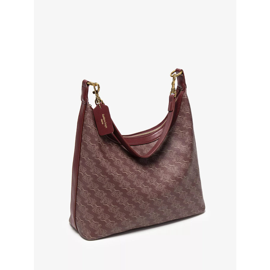 Printed PU Leather Shoulder Bag Wine Red / onesize Apparel and Accessories