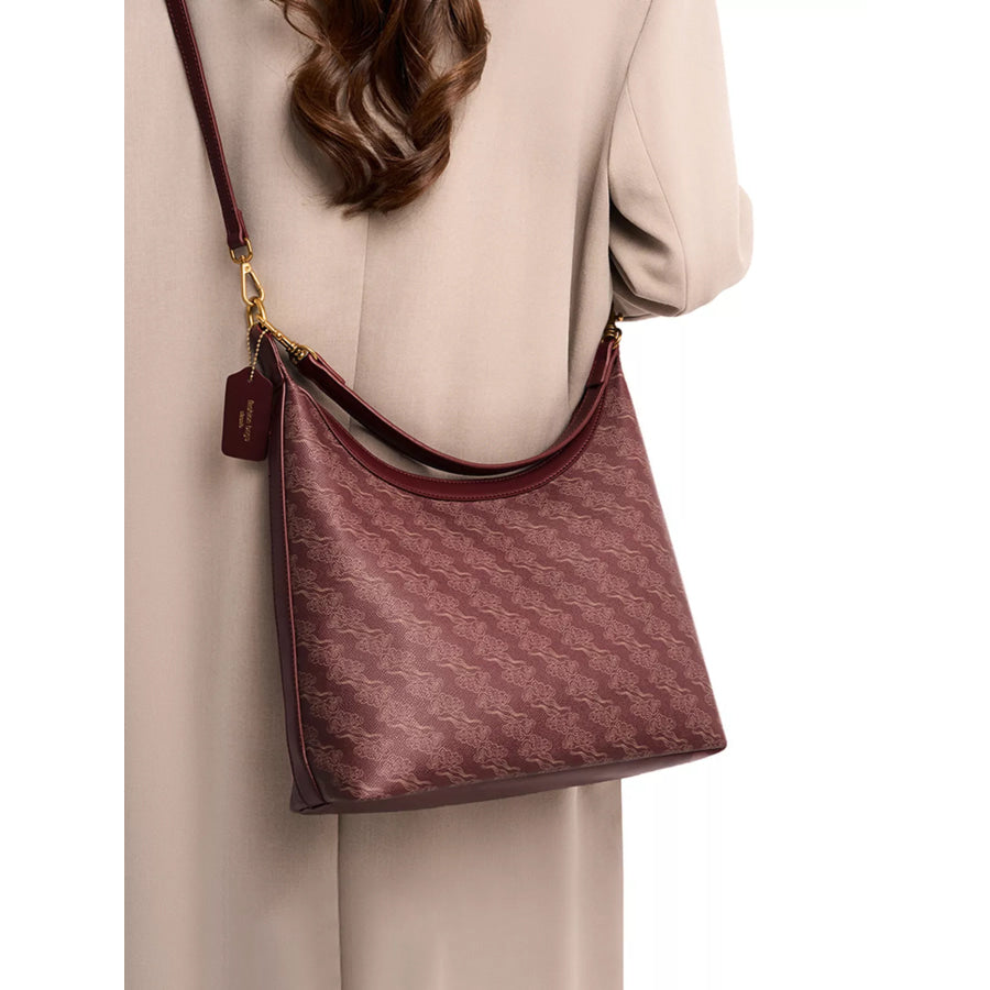 Printed PU Leather Shoulder Bag Wine Red / onesize Apparel and Accessories