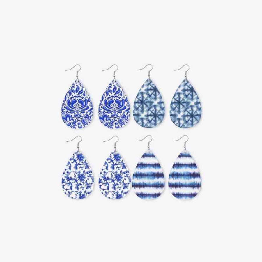 Printed PU Teardrop Earrings Clothing