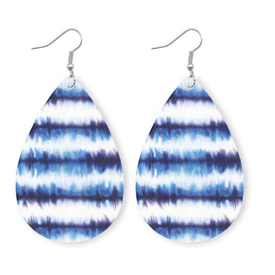 Printed PU Teardrop Earrings Clothing