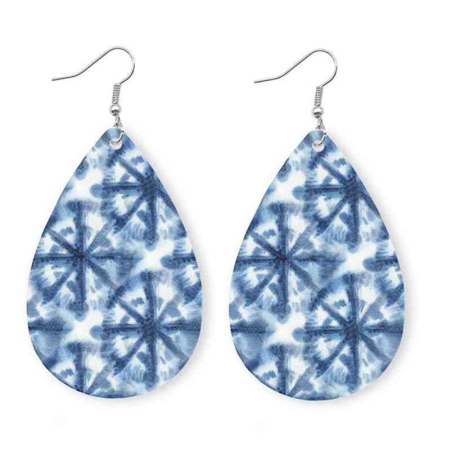 Printed PU Teardrop Earrings Clothing