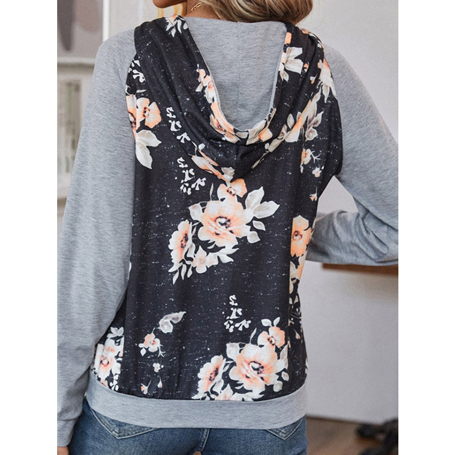 Printed Raglan Sleeve Hoodie