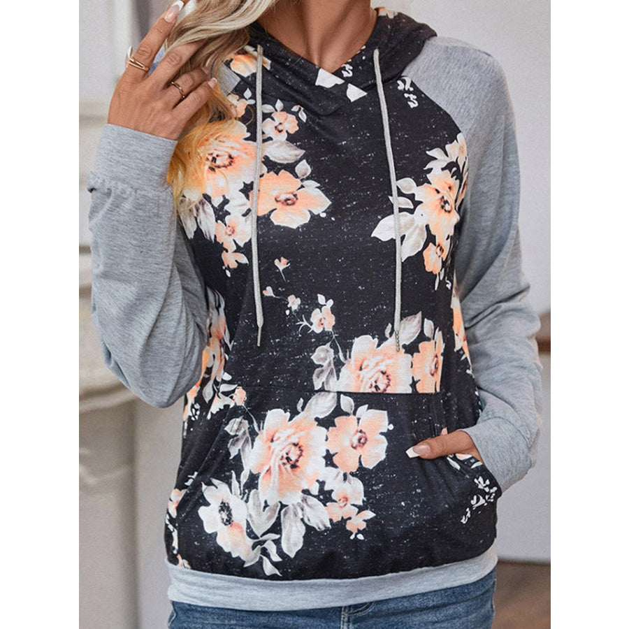 Printed Raglan Sleeve Hoodie