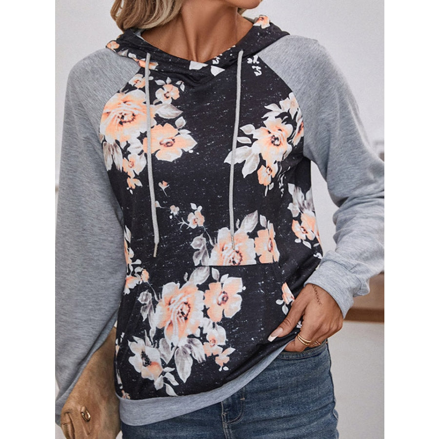 Printed Raglan Sleeve Hoodie