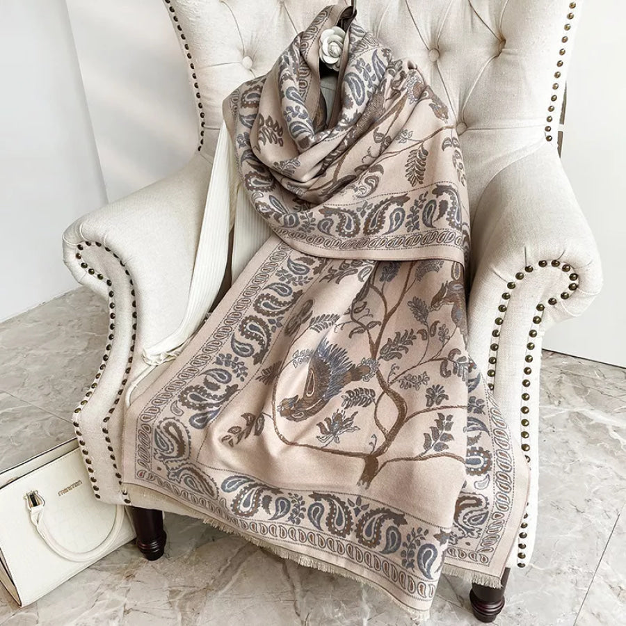 Printed Raw Hem Scarf Dust Storm / One Size Apparel and Accessories