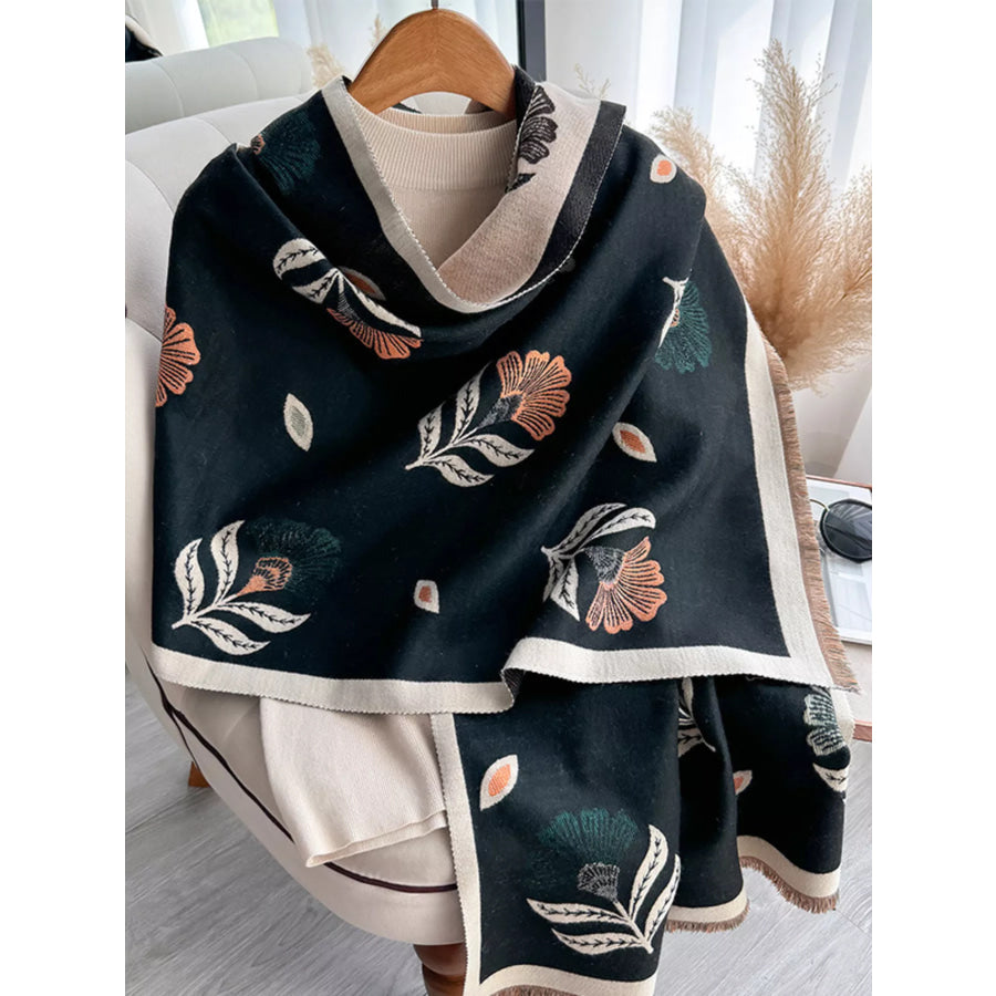 Printed Raw Hem Shawl Apparel and Accessories