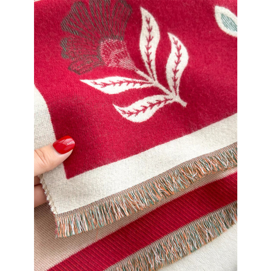 Printed Raw Hem Shawl Apparel and Accessories