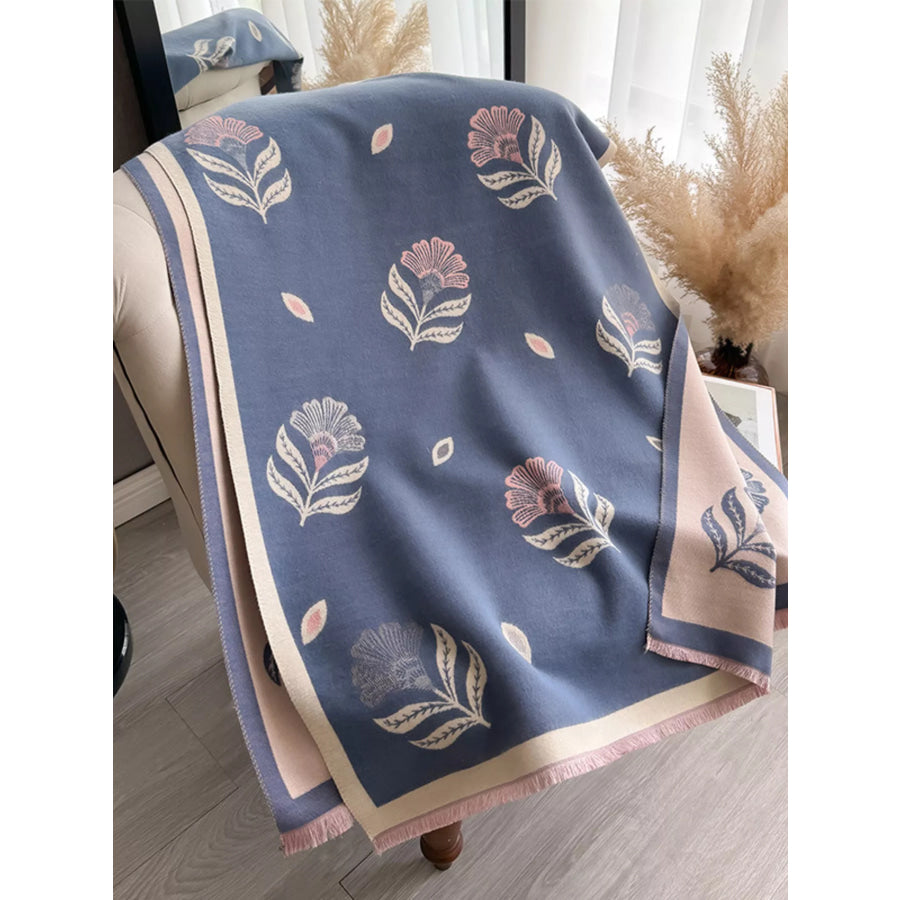 Printed Raw Hem Shawl Apparel and Accessories