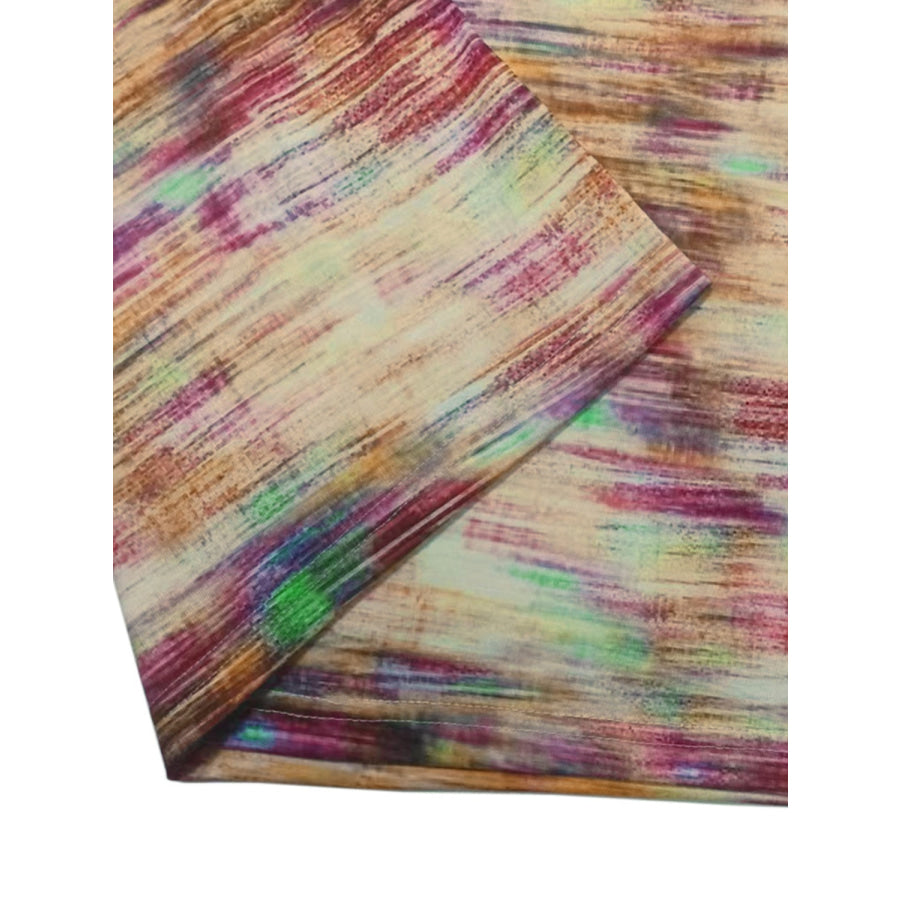 Printed Round Neck Cap Sleeve Top Apparel and Accessories