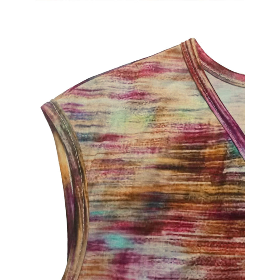 Printed Round Neck Cap Sleeve Top Apparel and Accessories