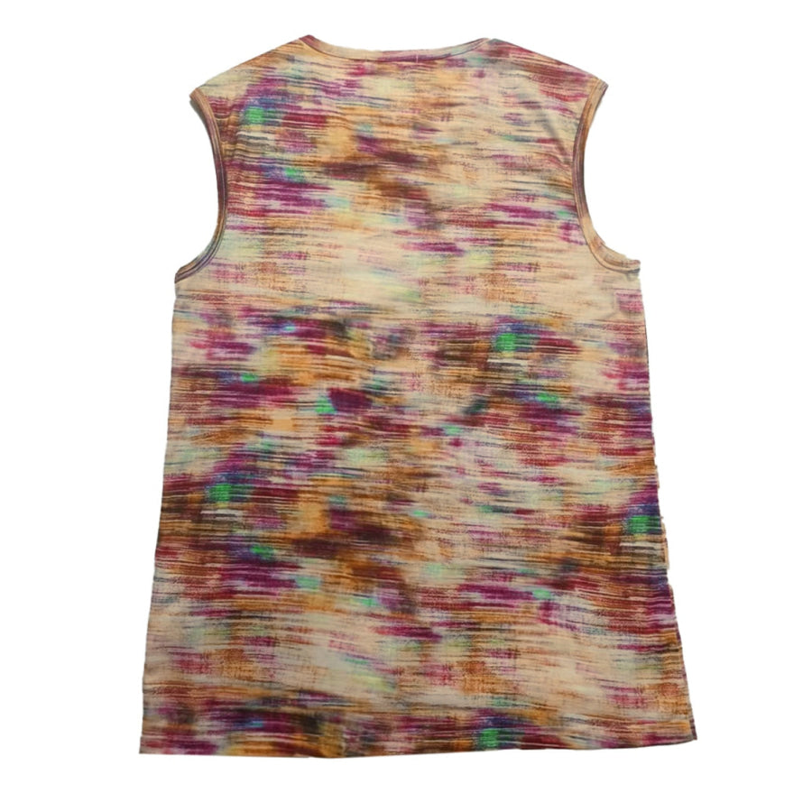 Printed Round Neck Cap Sleeve Top Apparel and Accessories
