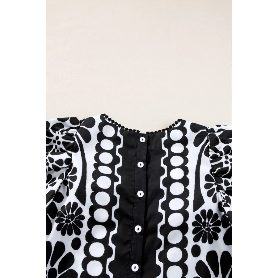 Printed Round Neck Half Sleeve Blouse Apparel and Accessories