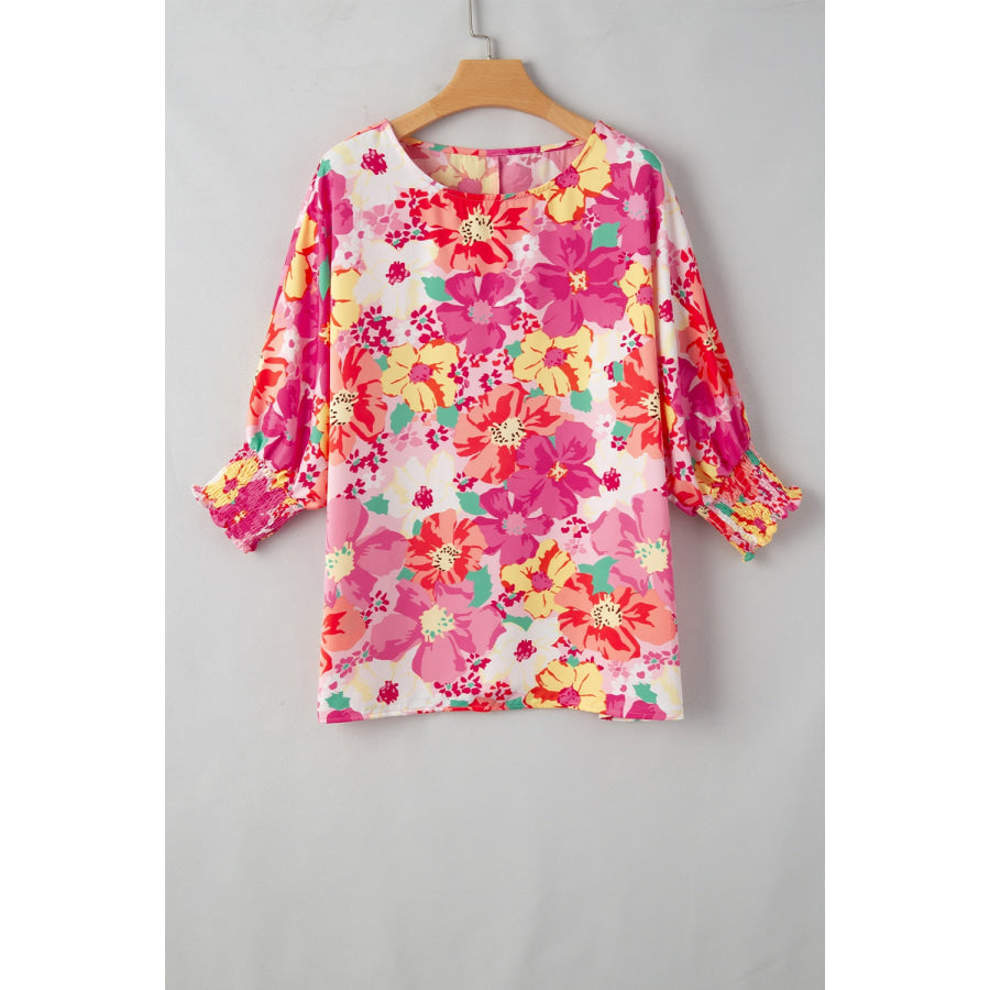 Printed Round Neck Half Sleeve Blouse Apparel and Accessories