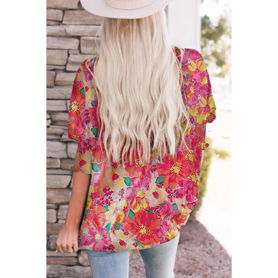 Printed Round Neck Half Sleeve Blouse Apparel and Accessories