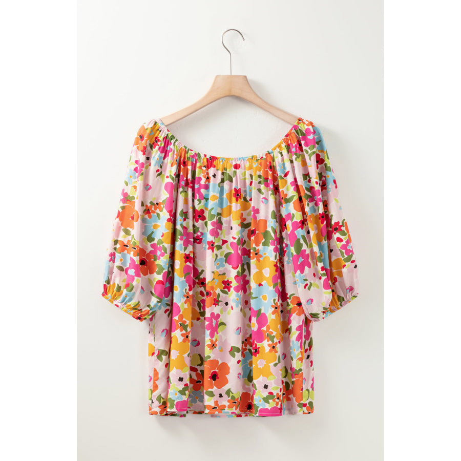 Printed Round Neck Half Sleeve Blouse Apparel and Accessories