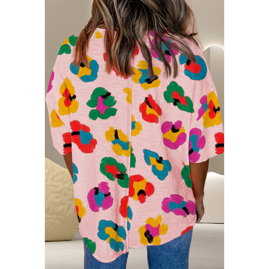 Printed Round Neck Half Sleeve Top Apparel and Accessories
