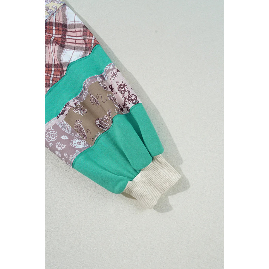 Printed Round Neck Long Sleeve Blouse Apparel and Accessories