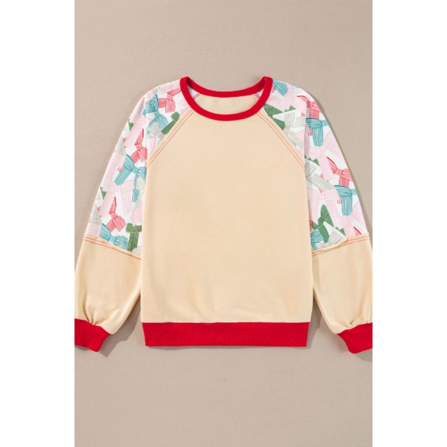 Printed Round Neck Long Sleeve Sweatshirt Apparel and Accessories