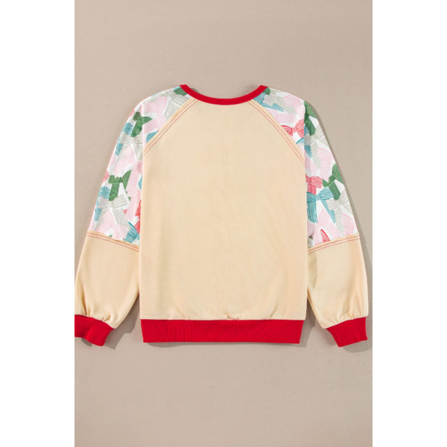 Printed Round Neck Long Sleeve Sweatshirt Apparel and Accessories