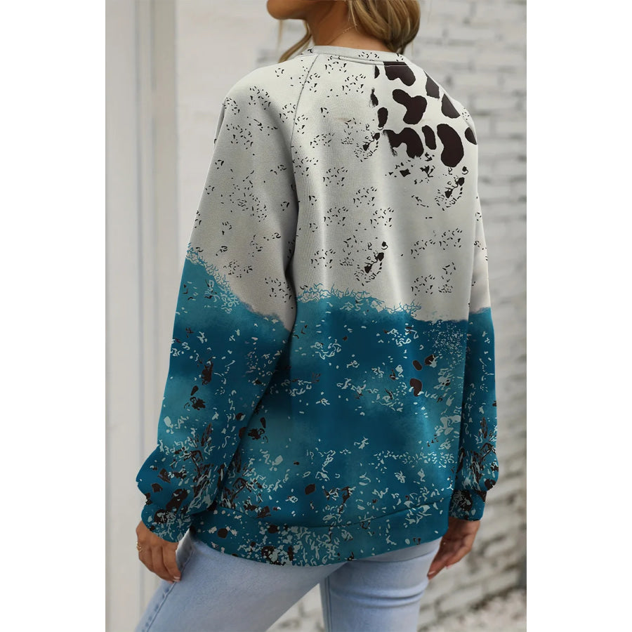 Printed Round Neck Long Sleeve Sweatshirt Apparel and Accessories