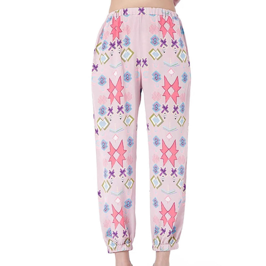 Printed Round Neck Long Sleeve Top and Pants Lounge Set Apparel and Accessories