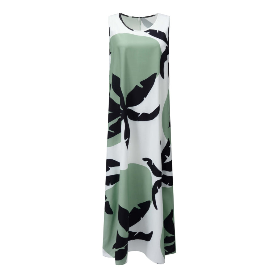 Printed Round Neck Mini Tank Dress Apparel and Accessories