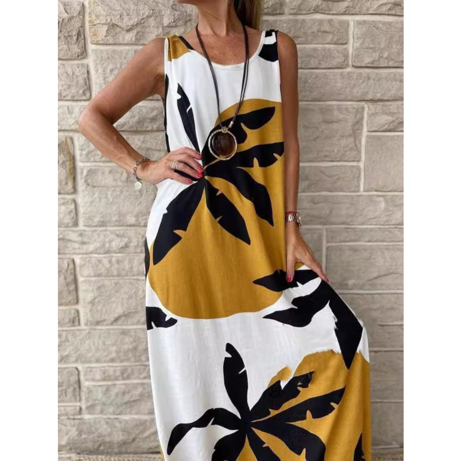 Printed Round Neck Mini Tank Dress Apparel and Accessories