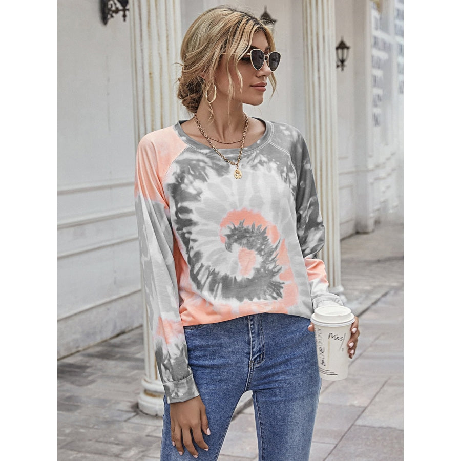 Printed Round Neck Raglan Sleeve Tee