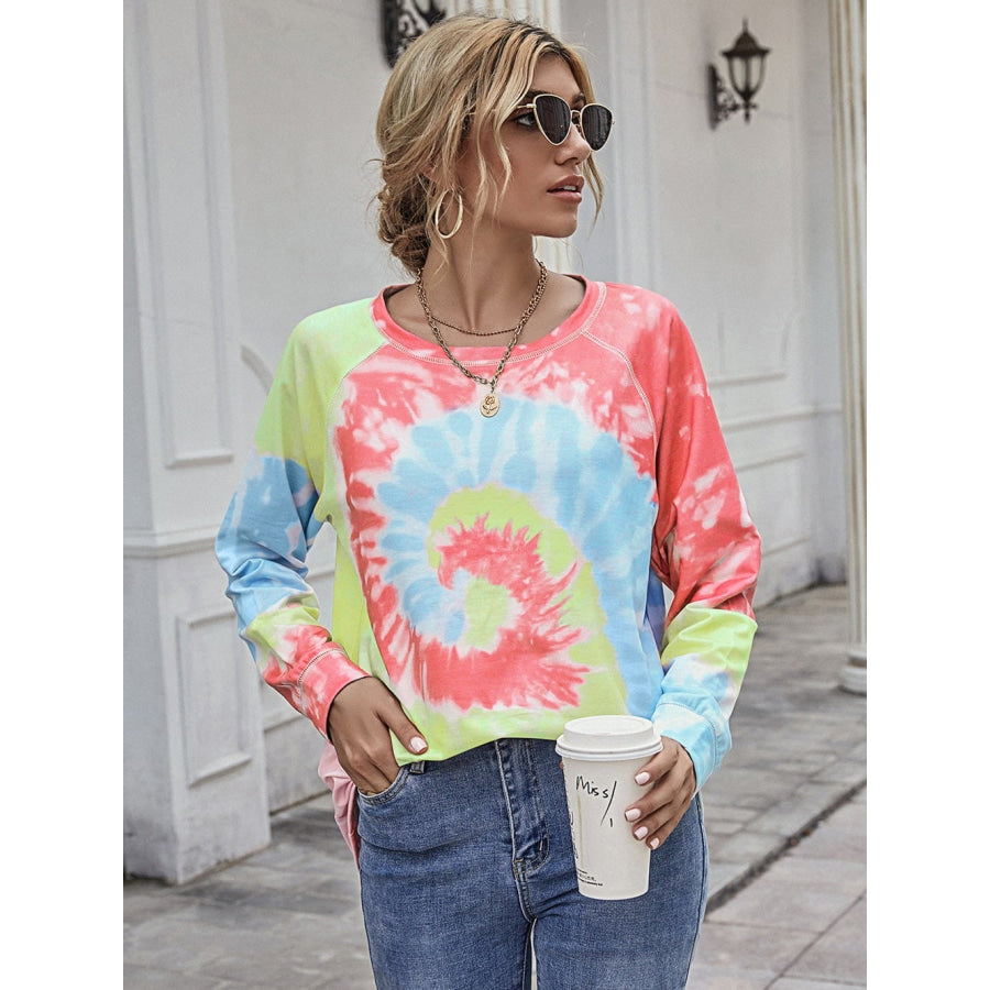 Printed Round Neck Raglan Sleeve Tee