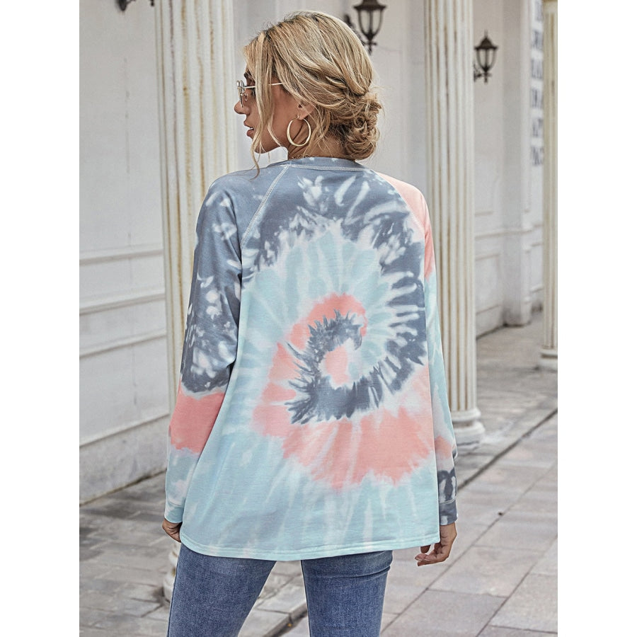 Printed Round Neck Raglan Sleeve Tee