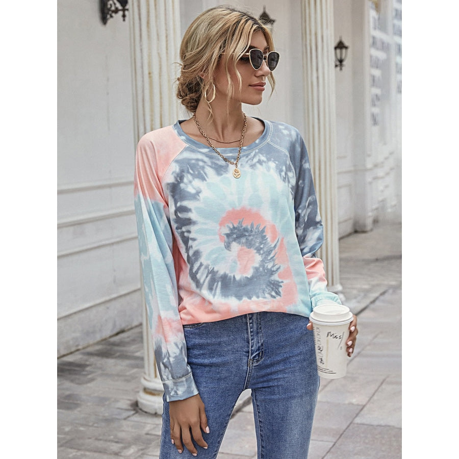 Printed Round Neck Raglan Sleeve Tee