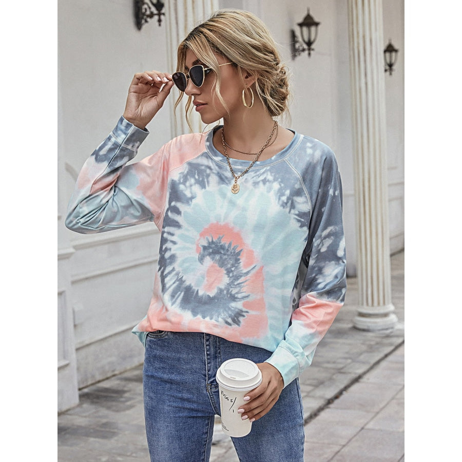 Printed Round Neck Raglan Sleeve Tee