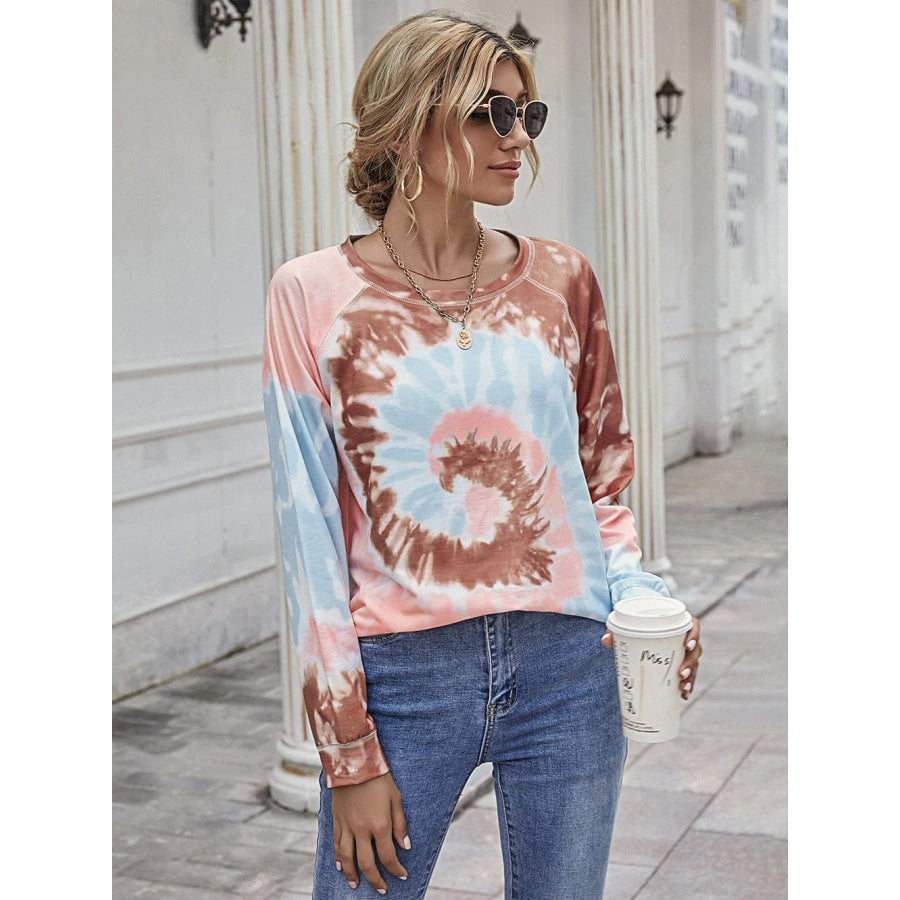 Printed Round Neck Raglan Sleeve Tee