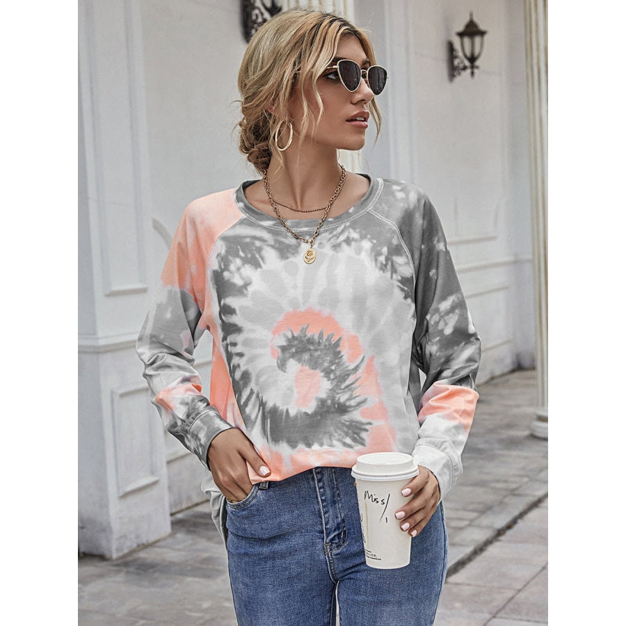 Printed Round Neck Raglan Sleeve Tee