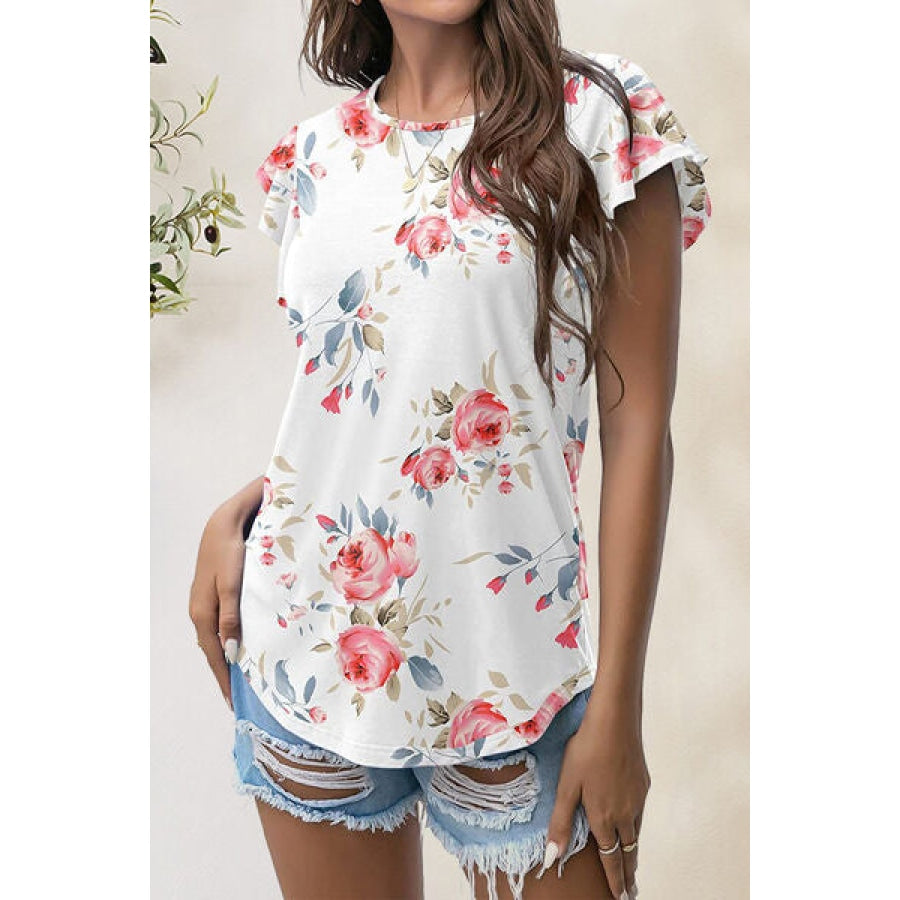 Printed Round Neck Short Sleeve T-Shirt Apparel and Accessories